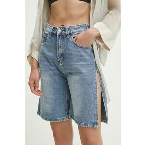 Answear Lab pantaloni scurti jeans femei, neted, high waist imagine