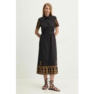 Answear Lab rochie din bumbac culoarea negru, midi, evazati imagine