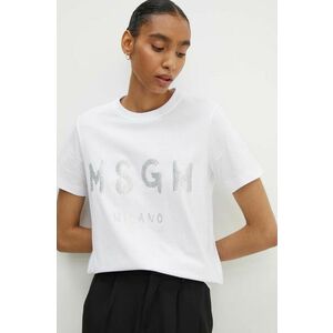 MSGM tricou din bumbac femei, culoarea alb, 3441MDM510G.237002 imagine