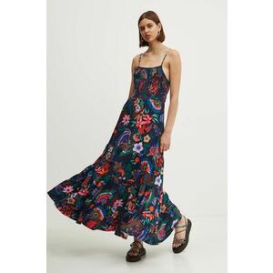 Superdry rochie din bumbac culoarea albastru marin, maxi, evazati, W8011675A-2JZ imagine