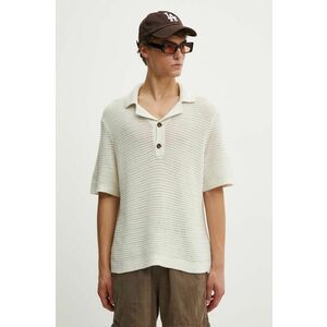 Abercrombie & Fitch polo de bumbac culoarea bej, neted imagine