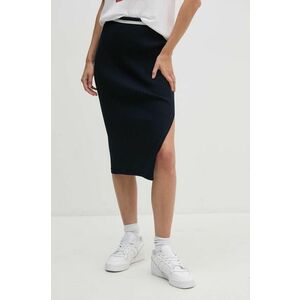 Lacoste fusta culoarea albastru marin, midi, creion imagine