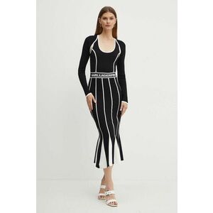 Karl Lagerfeld rochie culoarea negru, midi, drept, 245W1330 imagine