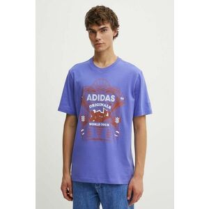 adidas Originals tricou din bumbac barbati, culoarea violet, cu imprimeu, IZ2584 imagine