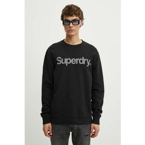 Superdry hanorac de bumbac barbati, culoarea negru, cu imprimeu imagine