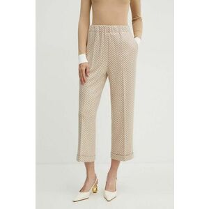 Liviana Conti pantaloni din casmir culoarea bej, drept, high waist, F4WL41 imagine