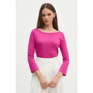 United Colors of Benetton longsleeve din bumbac culoarea violet imagine