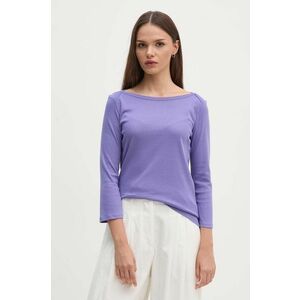 United Colors of Benetton longsleeve din bumbac culoarea violet imagine