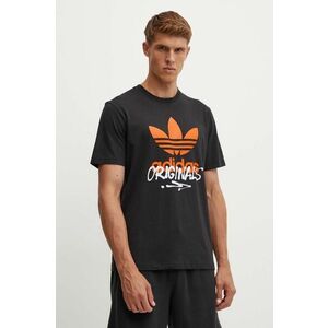 adidas Originals tricou din bumbac barbati, culoarea negru, cu imprimeu, IZ2578 imagine