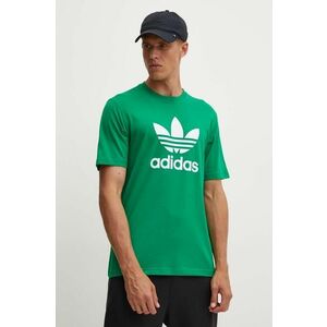 adidas Originals tricou din bumbac barbati, culoarea verde, cu imprimeu, IR8012 imagine