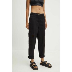 MICHAEL Michael Kors pantaloni femei, culoarea negru, drept, high waist imagine