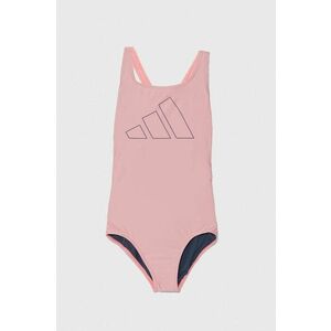 adidas Performance costum de baie dintr-o bucată pentru copii BIG BARS SUIT G culoarea roz, IT2679 imagine