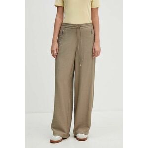 Dkny pantaloni femei, culoarea verde, drept, high waist imagine