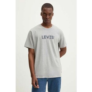 Levi's tricou din bumbac barbati, culoarea gri, cu imprimeu imagine