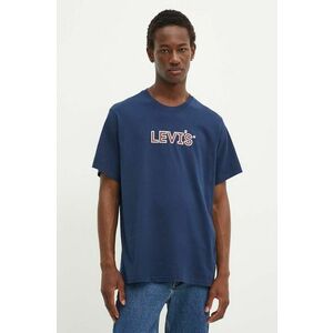 Levi's tricou din bumbac barbati, culoarea albastru marin, cu imprimeu imagine