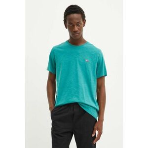 Levi's tricou din bumbac barbati, culoarea verde, neted imagine