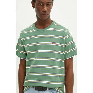 Levi's tricou din bumbac barbati, culoarea verde, neted imagine