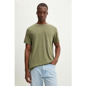 Levi's tricou din bumbac barbati, culoarea verde, cu imprimeu imagine