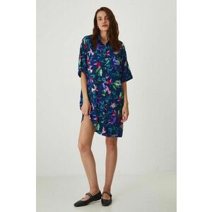 Medicine rochie culoarea albastru marin, midi, oversize imagine