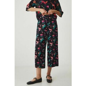 Medicine pantaloni femei, culoarea negru, fason culottes, high waist imagine