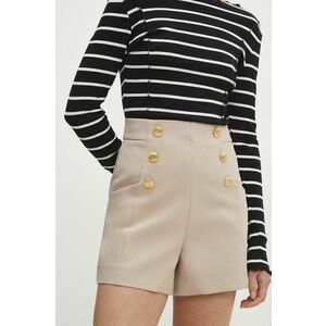 Answear Lab pantaloni scurti femei, culoarea bej, neted, high waist imagine