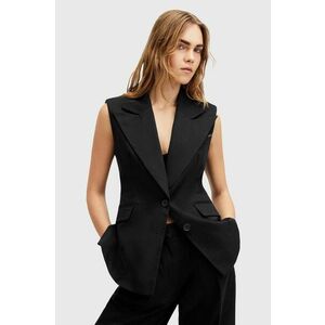 AllSaints vestă din bumbac HALLY BLAZER culoarea negru, un singur rand de nasturi, W009QA imagine