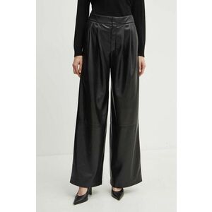 BOSS pantaloni femei, culoarea negru, lat, high waist, 50518463 imagine