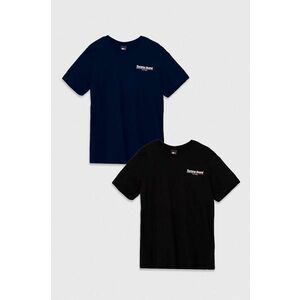 Tommy Jeans tricou din bumbac 2-pack barbati, culoarea negru, cu imprimeu, DM0DM18975 imagine