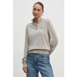 Aeronautica Militare pulover de bumbac culoarea bej, light, cu turtleneck, MA1489DL506 imagine