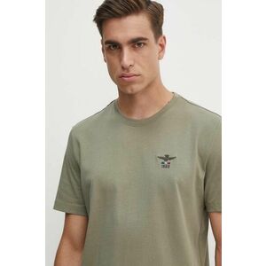 Aeronautica Militare tricou din bumbac barbati, culoarea verde, cu imprimeu, TS2301J592 imagine