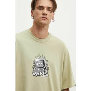 Vans tricou din bumbac barbati, culoarea verde, cu imprimeu, VN000HFKD3Z1 imagine