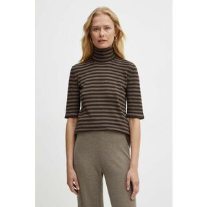 Max Mara Leisure pulover de lana femei, culoarea maro, light, cu guler, 2426366098600 imagine