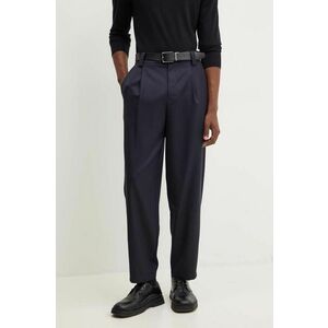 A.P.C. pantaloni de lana pantalon renato culoarea albastru marin, drept, WOAPO.H08428 imagine