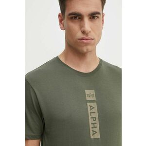 Alpha Industries tricou din bumbac barbati, culoarea verde, cu imprimeu, 146509 imagine