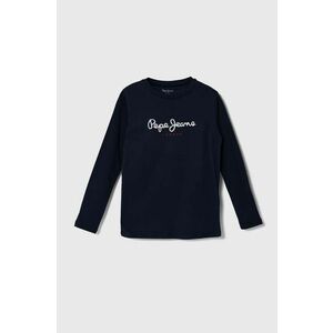 Pepe Jeans longsleeve din bumbac pentru copii NEW HERMAN culoarea albastru marin, cu imprimeu, PB503919 imagine