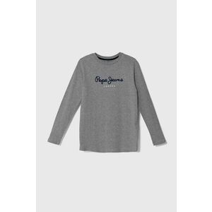 Pepe Jeans longsleeve din bumbac pentru copii NEW HERMAN culoarea gri, cu imprimeu, PB503919 imagine