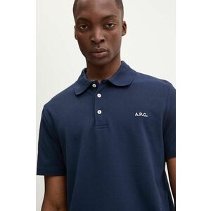 A.P.C. polo de bumbac polo standard GOTS culoarea albastru marin, neted, COGWZ.H26342 imagine