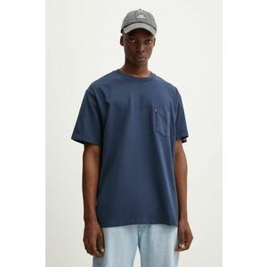 Levi's tricou din bumbac barbati, culoarea albastru marin, neted, A8605 imagine