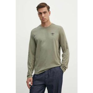 Aeronautica Militare longsleeve din bumbac culoarea verde, cu imprimeu, TS2305J592 imagine