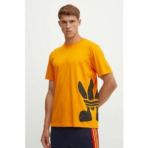 adidas Originals tricou din bumbac barbati, culoarea portocaliu, cu imprimeu, IX6749 imagine