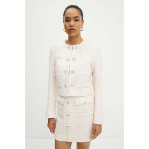 Rotate sacou Boucle Cropped Jacket culoarea roz, un singur rand de nasturi, modelator, 1127721011 imagine