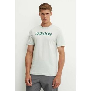 adidas tricou din bumbac Essentials barbati, culoarea verde, cu imprimeu, IZ4767 imagine