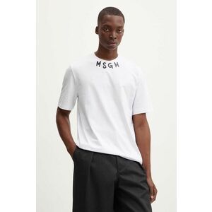 MSGM tricou din bumbac barbati, culoarea alb, cu imprimeu, 3740MM102.247798 imagine