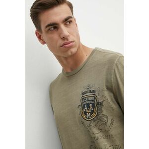 Aeronautica Militare longsleeve din bumbac culoarea verde, modelator, TS2300J652 imagine