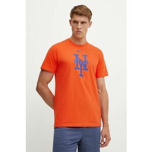 Nike tricou din bumbac New York Mets barbati, culoarea portocaliu, cu imprimeu imagine