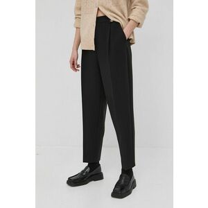 Bruuns Bazaar pantaloni femei, culoarea negru, drept, high waist imagine