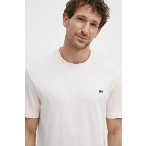 Lacoste tricou din bumbac culoarea roz, neted imagine