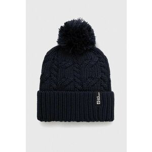 Jack Wolfskin caciula Pompom culoarea albastru marin, de lana imagine