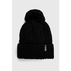 Jack Wolfskin caciula Pompom culoarea negru, de lana imagine