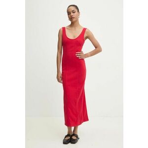 Answear Lab rochie jeans culoarea rosu, midi, mulata imagine